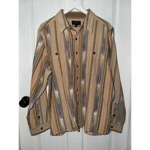 FRYE Men's Southwest Print Cotton Shacket Button Size XL Long Sleeve Western